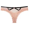 Elegant pink lace panty with sexy hollow-out design and black heart-shaped ring detail - S / Bottoms / Pink