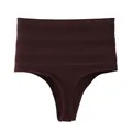 Sexy high-waisted tummy control thong shaping panties for women in dark burgundy shade - M / Bottoms / Brown