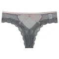 Elegante slip in pizzo grigio con dettagli in mesh rosa e decorazione centrale a cuore - Grigio