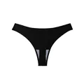 Seamless black ice silk thong with cotton crotch for women - M / Bottoms / Black