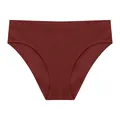 Brick red ribbed breathable low-waist panties for women with comfortable cotton crotch - M / Burgundy