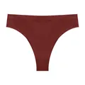 Tanga de algodón acanalado sin costuras en rojo oscuro, ropa interior de alta elasticidad. - Burdeos