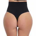 Seamless high-waist thong shapewear for women with tummy control and butt lifting in black. - S / Bottoms / Black