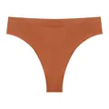 Ropa interior tanga acanalada sin costuras para mujer en tela elástica naranja oscuro - Naranja
