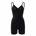 Black seamless tummy control bodysuit shapewear with butt lifter and open back. - S / Top And Bottom / Black