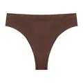 Tanga de algodón acanalado sin costuras de alta elasticidad en marrón chocolate para yoga y deporte - Marrón Oscuro
