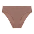 Slip da donna a vita bassa in cotone a coste color malva, vista frontale dettagliata. - Caffè