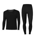 Men's high elastic thermal base layer set with long-sleeve top and leggings in black - L / Top And Bottom / Black