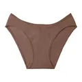 Slip comodi da donna a vita media in marrone a coste con taglio a V sul davanti - Taglia M / Caffè