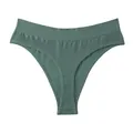 Comfortable women's seamless sage green sports thong featuring a wide ribbed waistband - Green