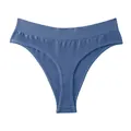 Seamless blue thong underwear for women with comfortable wide elastic waistband - Blue