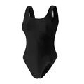 Sleek black seamless ribbed sleeveless yoga bodysuit for fitness and body shaping - S / Top And Bottom / Black