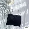 Comfortable seamless black camisole crop top with thin straps for everyday wear - One Size / Cropped Top / Black