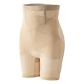 High-waisted mesh tummy control shapewear shorts in nude with a functional criss-cross design. - S / Bottoms / Nude