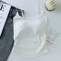 Sleeveless white ruched camisole top with built-in pads and adjustable spaghetti straps - One Size (40-65kg) / Tops / White