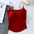 Red ruched slim fit camisole with built-in bra pads for women, elegant flat lay style - One Size (40-65kg) / Tops / Red