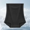 High waist tummy control ice silk panties in black with seamless breathable design - M / Bottoms / Black
