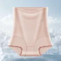 High waist ice silk shapewear panties with seamless cross-front design in nude color - M / Bottoms / Pink