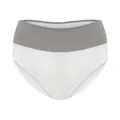 Women's comfortable mid-waist color-block cotton briefs in a grey and white colorway. - S / Bottoms / White