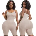 Seamless full body shapewear bodysuit for tummy control and butt lifting in beige - S / Top And Bottom / Nude
