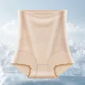 Beige high-waisted tummy control panties made of seamless breathable ice silk fabric - M / Bottoms / Nude