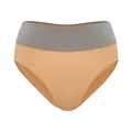 Comfortable seamless mid-waist women's cotton briefs in beige and gray color block - S / Bottoms / Nude