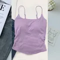 Purple ruched camisole with built-in pads, slim fit design for daily wear - One Size (40-65kg) / Tops / Purple