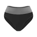 Comfortable women's mid-waist briefs in black with a contrasting grey elastic waistband. - S / Bottoms / Black
