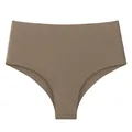 High waist seamless ice silk panties for women in breathable brown stretch fabric - S / Milk Coffee