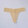 Elegant women's sexy low-rise V-shaped yellow lace thong featuring floral patterns - S / Bottoms / Yellow