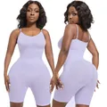 Lavender tummy control shapewear bodysuit with butt lifter for women seamless - S / Top And Bottom / Light Purple