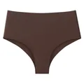 Elegante kaffeebraune nahtlose Eisenseide-Unterhose mit hoher Taille für Damen - Dunkelbraun