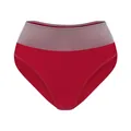 High-waist breathable women's panties with stylish contrast color panel design - S / Bottoms / Red