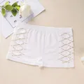 White seamless boy-short safety pants featuring side geometric hollow out detailing - S / Bottoms / White