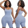 Women's tummy control shaping bodysuit in light blue with butt lifting feature - S / Top And Bottom / Light Blue