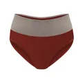 Comfortable women's mid-waist color-block briefs with burgundy and grey waistband - Brown