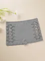 Grey women's low-waist boyshort underwear with geometric hollow-out details on sides. - S / Bottoms / Gray