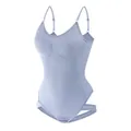 Body contenitivo taglie forti azzurro con controllo pancia e vita a costine elasticizzata - Taglia S / Azzurro