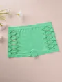 Women's mint green boyshort safety pants with geometric hollow side cutouts for comfort - S / Bottoms / Cyan