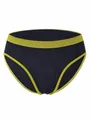Comfortable women's seamless low-waist briefs in navy blue with lime green contrast trim - S / Bottoms / Green Contrast