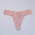 Sexy pink lace thong for women with V-shape low waist design and transparent mesh - S / Bottoms / Pink