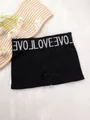 Comfortable women's black seamless high elastic boxer briefs with LOVE lettered waistband - S / Bottoms / Black