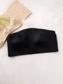 Elegant black strapless seamless bandeau bra featuring a practical front buckle design - S / Tops / Black