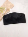 Elegant black strapless seamless bandeau bra featuring a practical front buckle design - S / Tops / Black