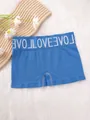 Women's blue seamless high-stretch boyshort underwear with LOVE letter pattern waistband - S / Bottoms / Blue