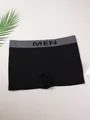 Breathable seamless high-elastic black men's boxer briefs with grey MEN waistband - L / Black