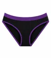 Seamless high-waist women's panties in black and purple with stylish geometric texture - S / Purple