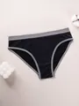 Seamless low-waist women's panties in navy blue with grey trim and comfortable cotton crotch - S / Bottoms / Gray