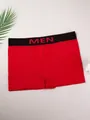 Seamless high-elastic red men's boxer briefs with red MEN logo on black waistband - L / Red