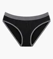 Seamless high-waist panties in black with grey waistband and geometric texture design - S / Gray